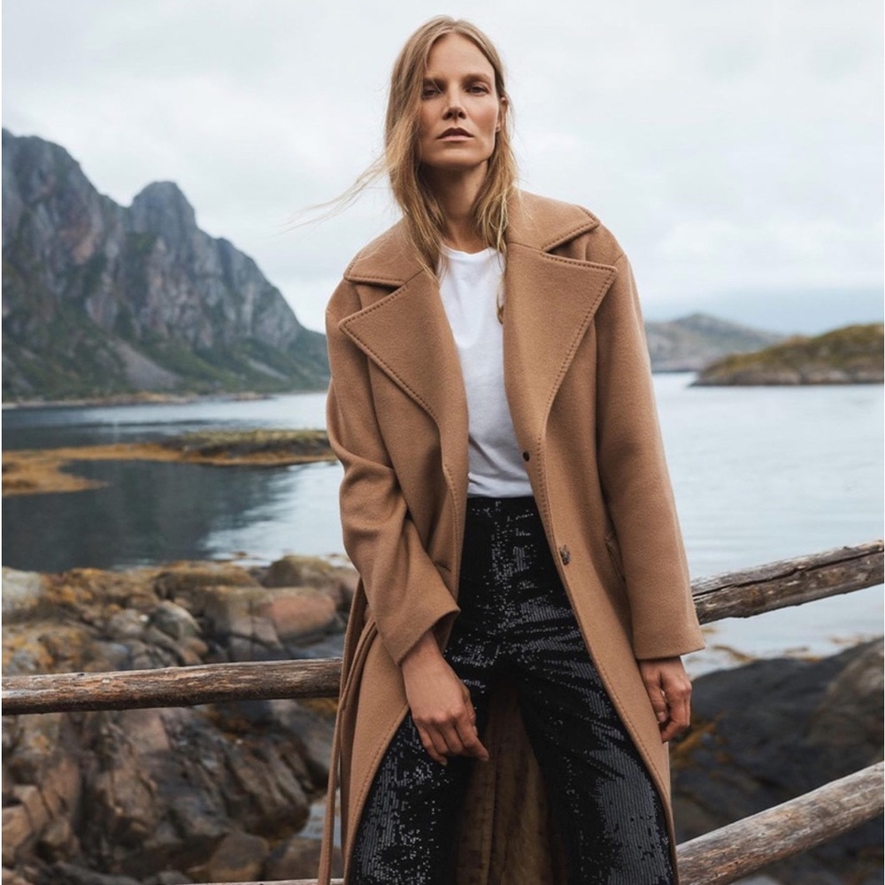 Banana Republic Faux Alpaca Coat in Camel Brown